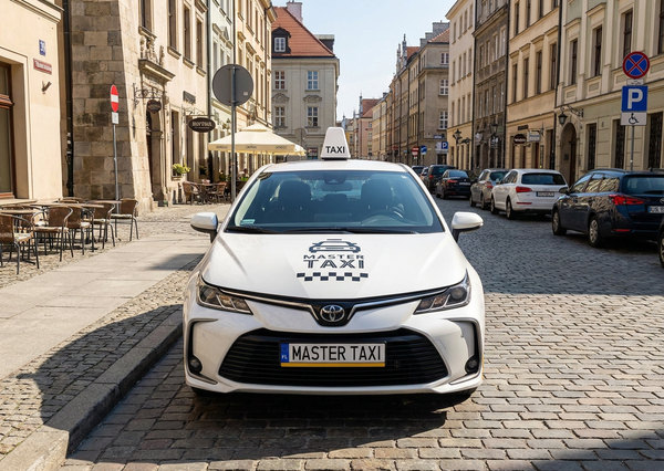 Toyota Corolla Master Taxi od przodu - tablica Master Taxi